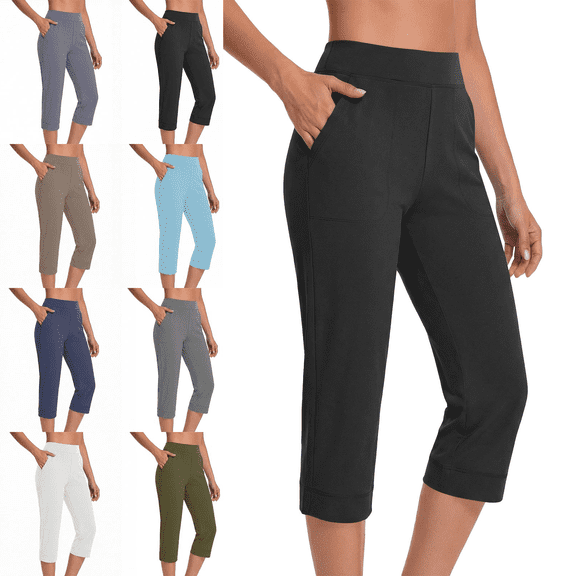 Womens Capri Yoga Pants Loose Soft Drawstring Workout Sweatpants Causal Lounge Joggers Pants with Pockets Size S-2XL