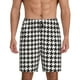 thumbnail image 1 of Balery Houndstooth Black And White Pantalones cortos de pijama de punto de algodón para hombre con cinturilla y bolsillos-Medium, 1 of 6