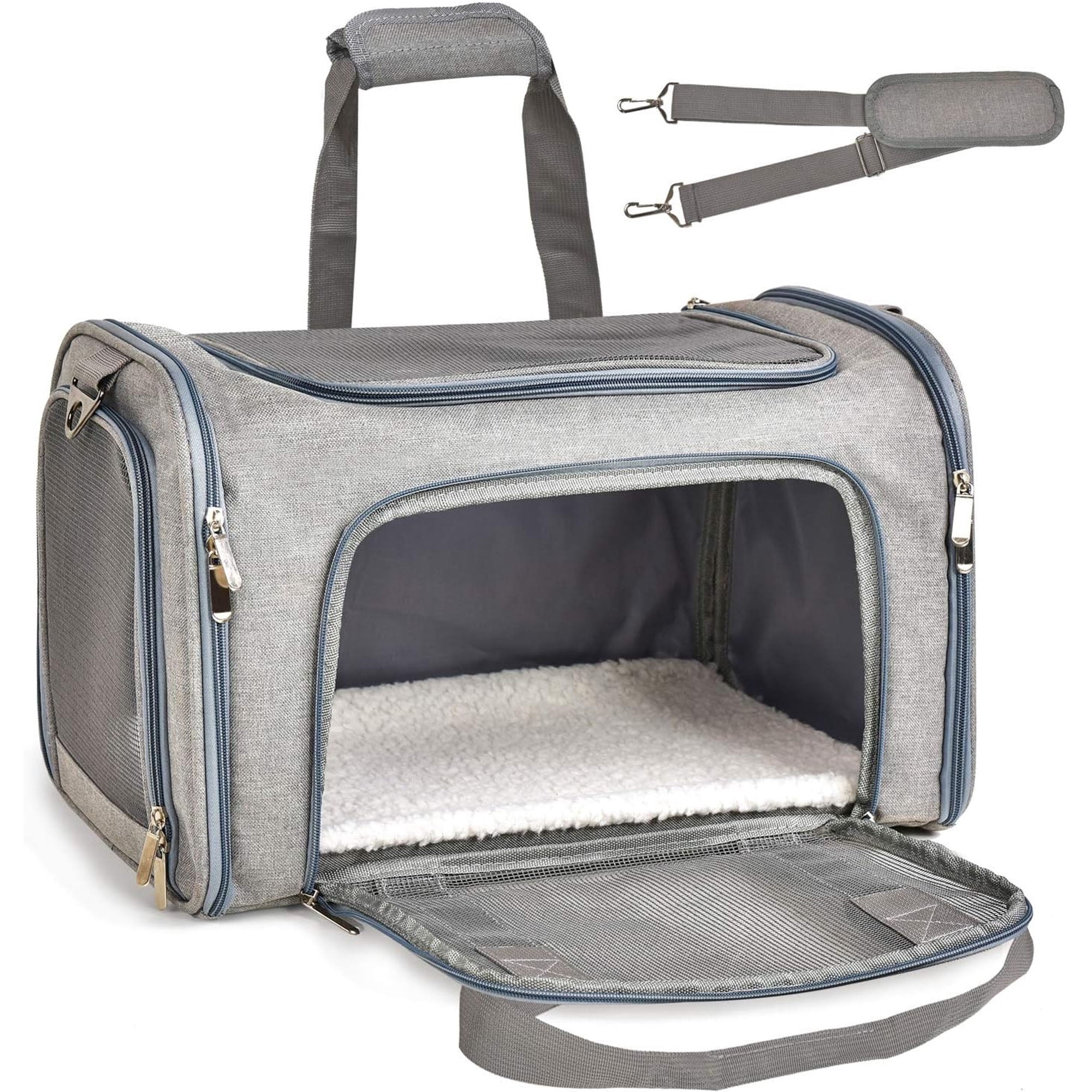 Cat Carriers Dog Carrier Pet Carrier for Small / Medium Cats Dogs Puppies (up to 15lbs), TSA Airline Approved Small Dog Carrier Soft Sided, Collapsible Waterproof Travel Puppy Carrier - Grey,1 PC