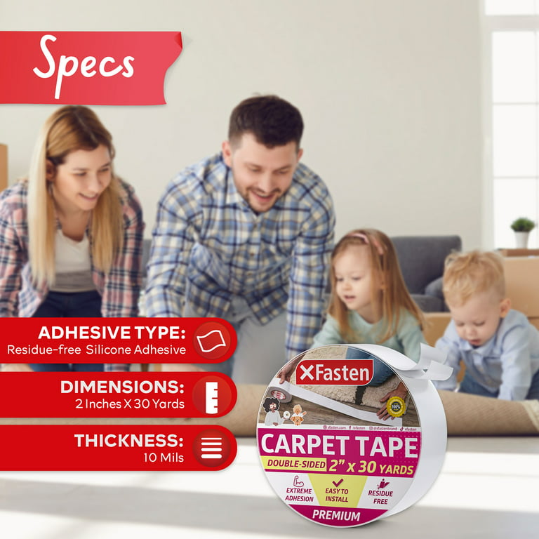 The Good Stuff Double Sided Carpet Tape Heavy Duty [2 x 10 Yards] Secure  Area Rugs to Hardwood, Laminate, and Carpet Floors with Non Slip Rug Tape