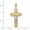 thumbnail image 3 of Auriga Fine Jewelry 10K Tri-color Gold Diamond-cut Crucifix Cross Pendant for Women (L-43mm, W-21mm), 3 of 4