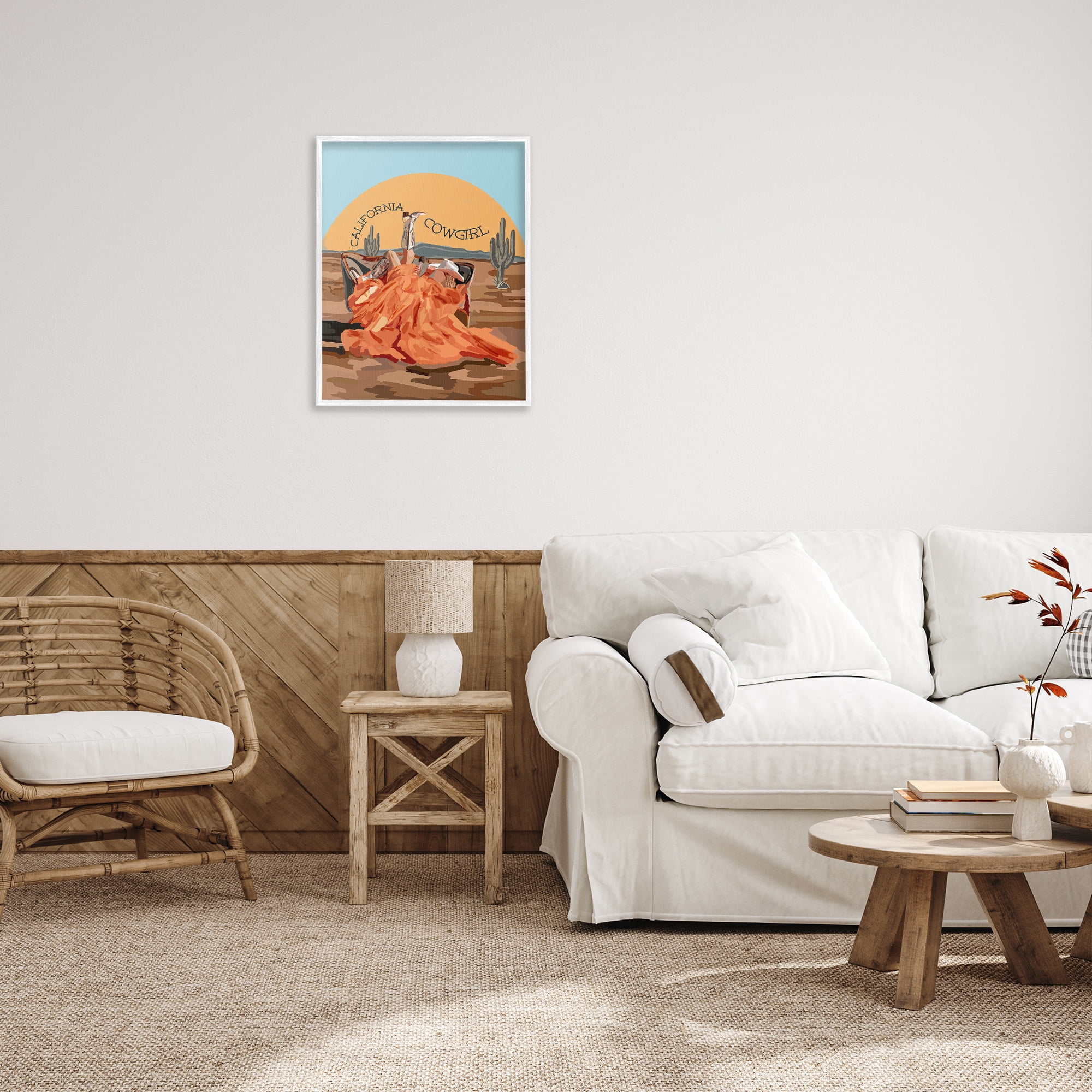 Stupell Industries California Cowgirl Landscape Landscape Painting White Framed Art Print Wall Art, 24 x 30