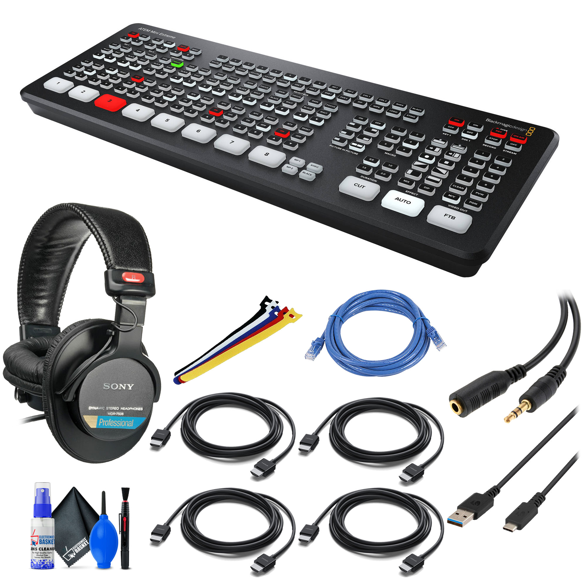 Blackmagic Design ATEM Mini Extreme + Headphones + USBC Cable + More