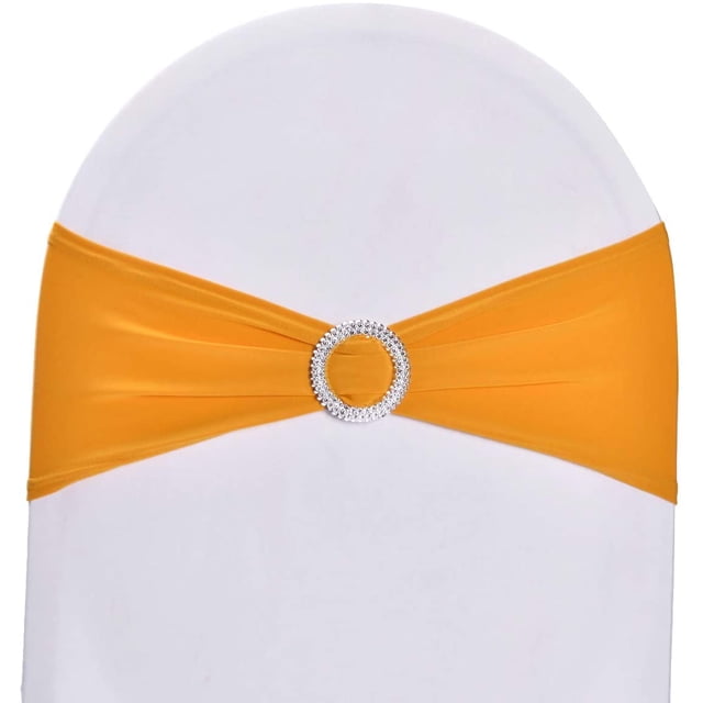 Nvzi Paquete de 50 fajas elásticas de licra para sillas para decoración de Navidad, bodas, fiestas, banquetes, eventos de compromiso, cumpleaños, graduación, reuniones aureate……