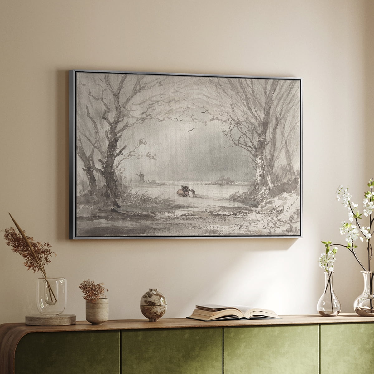 Vintage Landscape-CLXI By Wexford Home Framed in Silver Wood Gallery Wrapped Canvas 27 in. x 41 in.