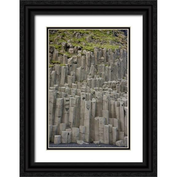 Grall, Don 13x18 Black Ornate Wood Framed with Double Matting Museum Art Print Titled - Iceland Columnar basalt formations