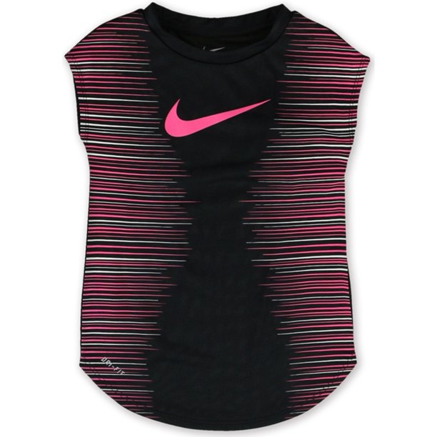Camiseta sin mangas Nike Dri-Fit para niñas con rayas color negro 4