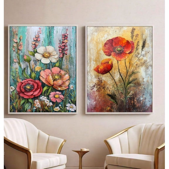 Luvia Botanical Print, Vintage Floral Prints Set Of 2, Boho, Botanicalable Prints, Modern Wall Decor Set 2 Prints 8x12 UNFRAMED