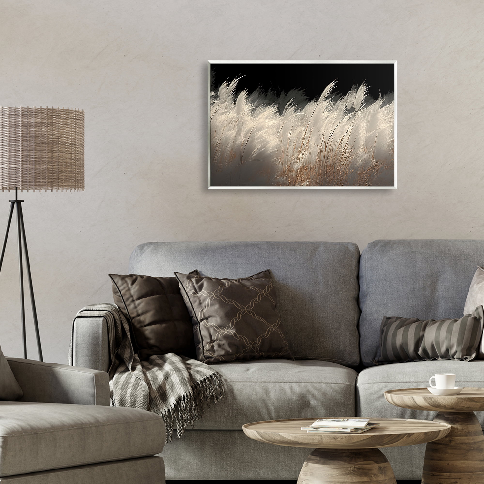 White Feathers Windblown Grasses Wall Plaque Art, design by Decent Exposures