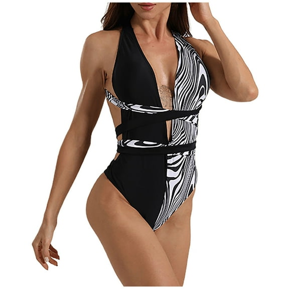 Elainilye Fashion Womens One Piece Swimsuit Tummy Control Bathing Suit Solid Color Flounce Tight Fitting Bikini Sexy Swimsuit,Black