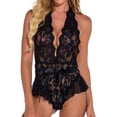 thumbnail image 5 of FASHIONWT Women Summer Sexy Deep V-Neck Bow Capri Sleep Bosysuits Sheer Lace Pajama, 5 of 5