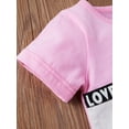 thumbnail image 6 of Chollius 2Pcs New Kids Suit Summer Toddler Girls Letter Print Round Neck Short Sleeve T-Shirt Elastic Waist Shorts with Pockets Outfits, 6 of 9