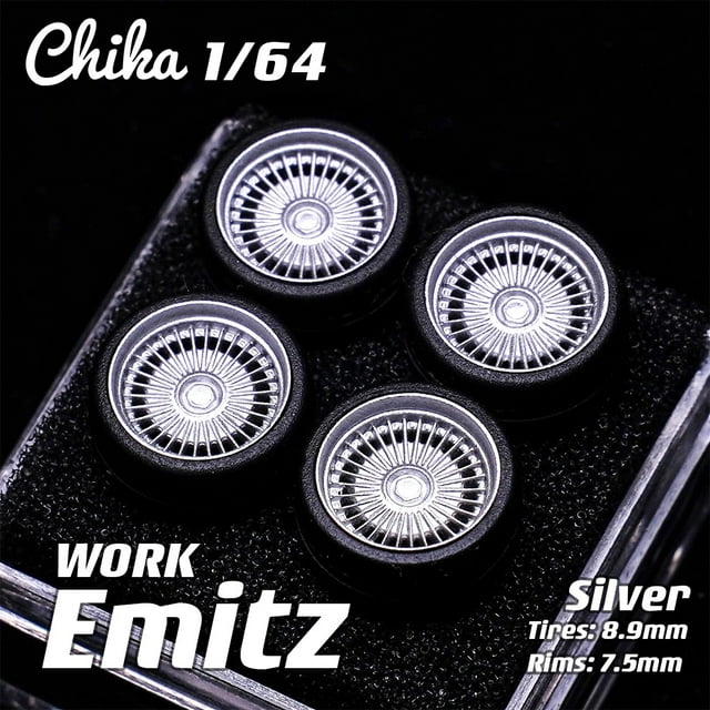 Roues 1/64 Chika Work Emitz 8.9/9.7/10.5mm Deuxième Modèle Modifié Moyeu de Roue Modèle de Voiture Compatible avec hotwheels Emitz 8.9mm