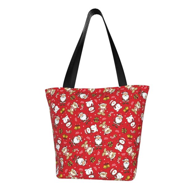 Balery Christmas Santa Cartoon Snowman A Bolsa de Hombro con Diseño, Bolsa Grande y Duradera, Bolsa Versátil para Compras