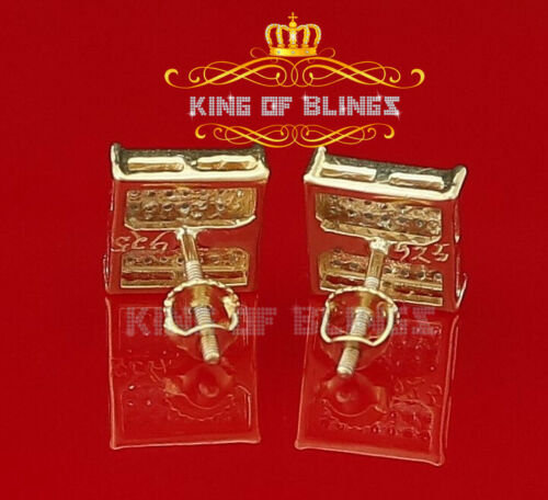 King of Bling's Aretes Para Hombre 925 Yellow Silver 0.25ct Diamond Stud Men's/ Women's Earrings