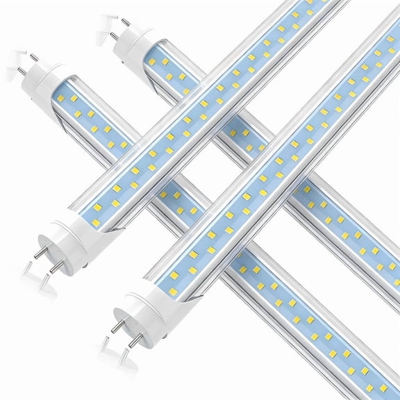 JESLED T8 4ft LED Tube Light Bulbs,Dual Row Clear 28W 6000K,Dual-end Powered, Ballast Bypass, 4-Pack