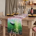 thumbnail image 3 of Pink Flowers Cotton Linen Table Runner for Dining Kitchen, Green Lake Spring Plants Small Boat Wedding Outdoor Party Tablerunners Decoration, Dresser Scarf Coffee Tablecloth Runners 13x70 Inches, 3 of 9