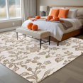 thumbnail image 4 of Pastoral Flowers Washable Area Rug 5 x 7 ft Khaki Flower Farm Vintage Linen Texture , Soft Non Slip Rugs Stain Repellent Indoor Felt Carpet for Living Dining Room Bedroom Home Office, 4 of 9