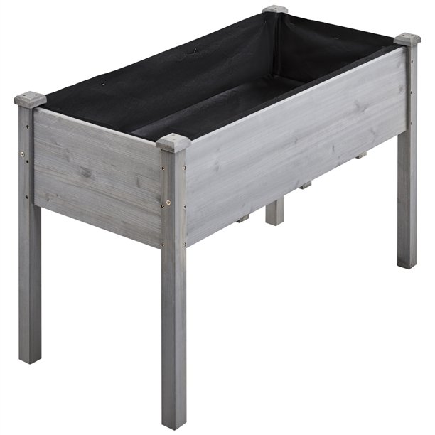 Topeakmart Fir Wood Garden Bed Rectangle Raised Planters Box for