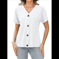 thumbnail image 2 of Camisetas Básicas de Verano con Cuello en V y Corta para Mujer XXL, 2 of 8
