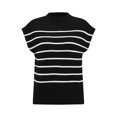thumbnail image 2 of DARING DIVA Cap Sleeve Sweater Vest Mock Neck Ribbed Knit Pullover Top L Black, 2 of 7