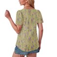 thumbnail image 6 of Pincandy Women's Spring/Summer Printed Round Neck Sleeve Short Sleeve Top Trendy Puff Short Sleeve T Shirts Cute Flowy Pleated Blouses Casual Crewneck Tunics Tee,Yellow,3XL, 6 of 6