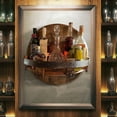 thumbnail image 3 of Wooden Vintage Whiskey Barrel Shelf Hand Crafted Liquor Bottle Display Rack, 3 of 5