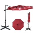 thumbnail image 1 of Costway 10 FT Cantilever Patio Umbrella with Solar LED Lights, 360° Rotation, Easy Tilt Wine, 1 of 10