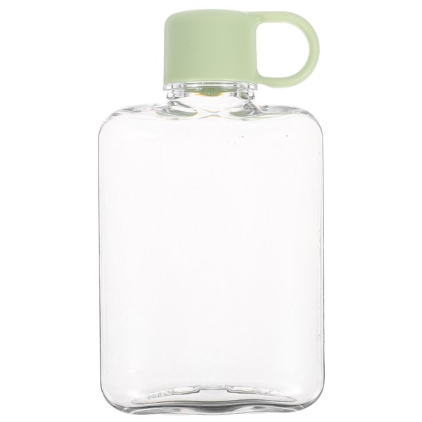 Botella de viaje: Botella de agua de plástico transparente de 360 ml con tapa hermética - Jarra de agua portátil para exteriores - Vaso plano ligero para deportes al aire libre