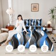 thumbnail image 4 of Manfei Abstract Wave Stripe Full Size Comforter Sets, Blue Black White Bedding Comforter Set, Black Reversible 3 Pieces, 1 Comforter and 2 Pillowcases, 4 of 6