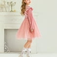 thumbnail image 4 of IVEYRTF Kids Long Sleeve Round Neck Glitter Dress Solid Color Party Performance Dress Winter Holiday Birthday Party Chiffon Mesh Skirt for Little Girls(Pink,10-11 Years), 4 of 9