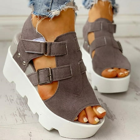 

Sandals for Women 2024 Deals! Nilvkv Summer And Wedge Heel Velcr Fish Mouth Sandals Thick Sole Women Shoes Women s Orthopedic Wedge Sandalias Arch Support Summer Comfort Sandals