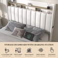 thumbnail image 4 of SIBEDS Bed Frame with Storage Drawers and Galaxy Star Projector PU Upholstered White Headboard, Queen, 4 of 9