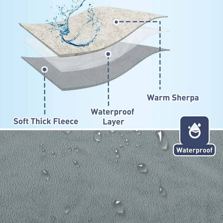 Waterproof Blanket for Bed, Reversible Baby Pet Doggy Pee Proof Fleece  Blankets, Large Couch Sofa Cover Furniture Boat Mattress Protector, King  Size