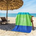 thumbnail image 7 of CHAPS Beach Towels Oversized Extra Large Cotton Velour Plush Premium Thick Soft Absorbent Skin Friendly - Bold Colorblock Stripes Logo Blue - Size 36" x 68", 7 of 7