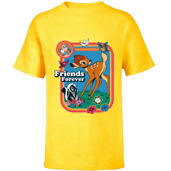 Disney Classic Bambi Friends Forever Vintage - Short Sleeve T-Shirt for Kids - Customized-Yellow