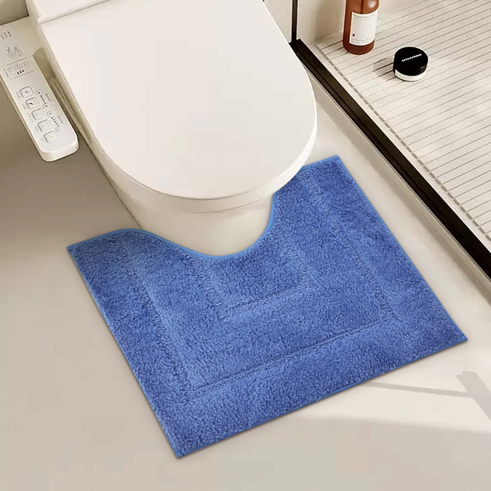WNFJR Bathroom Toilet Rugs U Shaped, Bath Mats for Bathroom, Bathroom Rugs Non Slip Washable, Absorbent Microfiber Toilet Mat, Soft Plush Shaggy Bath Carpet