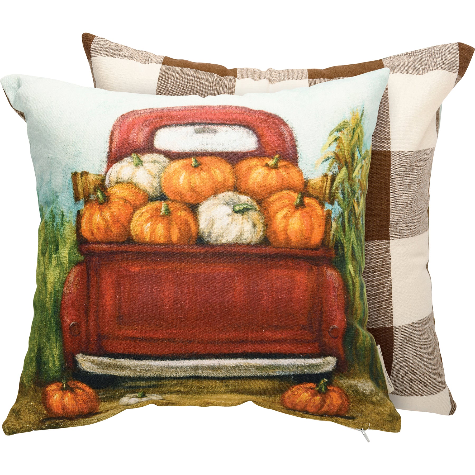 Pillow Red Truck With Pumpkins