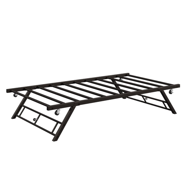 QinaQin Base nido individual desplegable, cama trundle tipo daybed con ruedas con seguro, estructura metálica plegable y resistente, ideal para recámara, visitas y ahorrar espacio