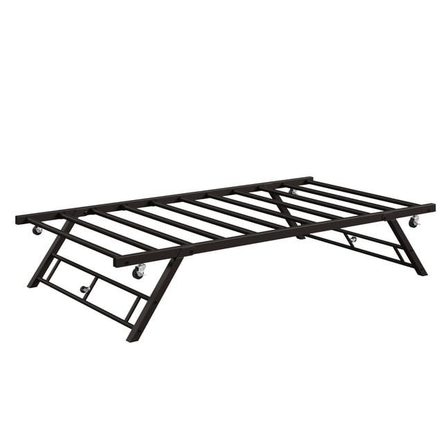 QinaQin Base nido individual desplegable, cama trundle tipo daybed con ruedas con seguro, estructura metálica plegable y resistente, ideal para recámara, visitas y ahorrar espacio