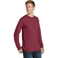 thumbnail image 4 of Port & Co Adult Male Men Plain Long Sleeves T-Shirt Merlot X-Large, 4 of 6