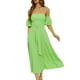 thumbnail image 1 of Gibobby Vestido Causal para Mujer de Verano Vestido de verano de color para mujer Vestido maxi con abertura lateral de manga de burbuja para vacaciones(Verde,G), 1 of 5