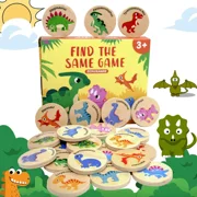 Wooden Memory Matching Toy Game, 20pcs/pack Preschool Toddlers Educational Wooden Coins Match Board Game For Pre-Kindergarten Kids, Early Learning Development Girls And Boys - Dinosaur