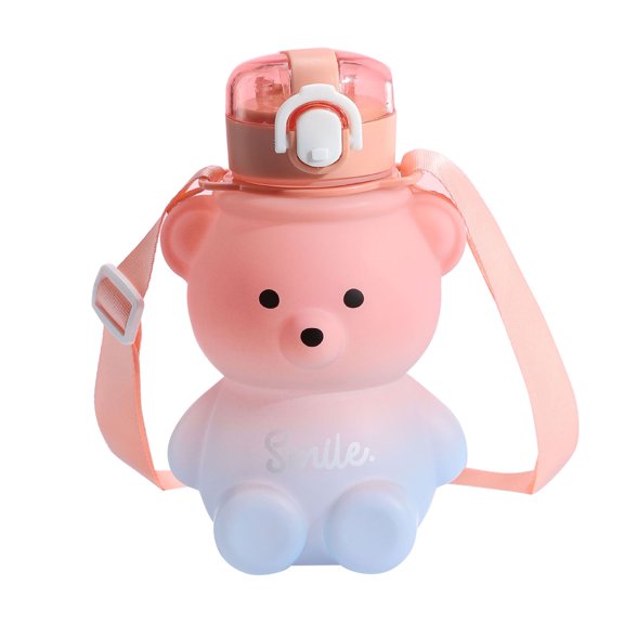 YongCo Cute Bear Water Cup Large Capacity Straw Drinking Cup Children Water Bottle