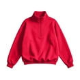 thumbnail image 5 of Vivianyo HD Women's Half Zip Stand Collar Sweatshirt, Oversized Long Sleeve Pullover, Fall Warm Fleece Top for Home Relaxation and Park Trips, Sizes S-3XL, 5 of 6