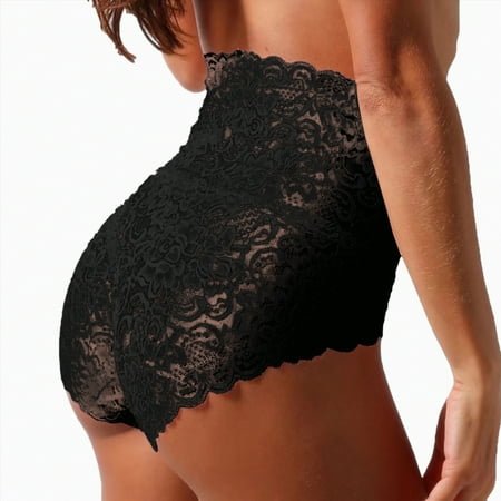 Meiodtion Underwear for Women Comfort Thong Tummy Control Seamless Panties High Waist Cheeky Panty  Black  XXL