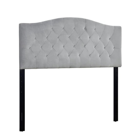 Camel Back Tufted Upholstered Full / Queen Headboard in Gray Fabric