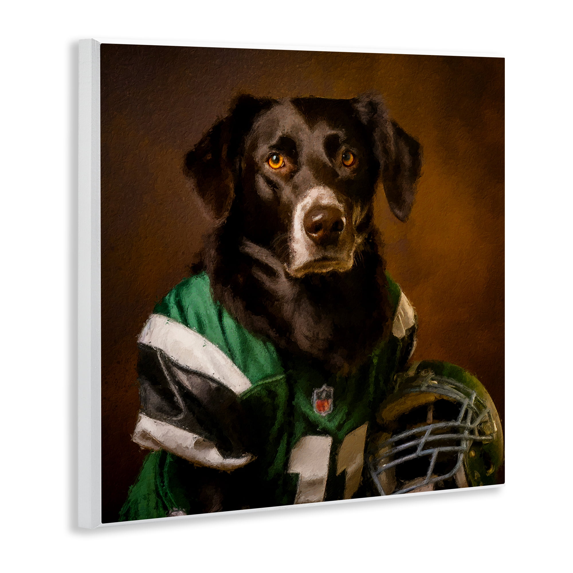 Stupell Industries Football Star Dog Animals Painting Unframed Art Print Wall Art, 12 x 12
