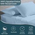 thumbnail image 6 of SKY BEDDINGS - 600 Thread Count Egyptian Cotton Sheets - Luxury King Size Cooling Bed Sheets - Soft Sateen Weave Cotton King Bed Sheets - Deep Pocket Fits upto 16" Mattress - Light Blue, 6 of 6