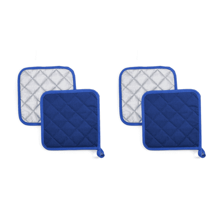 

ACDANC 4 Pcs Pot Holders Towel Fabric Front Hot Pads Secure and Sturdy Lock Edges Trivets for Hot Dishes Blue